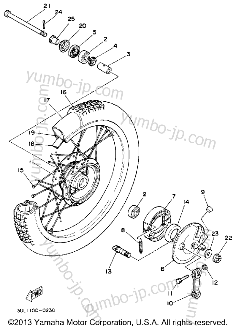 FRONT WHEEL for motorcycles YAMAHA RT100E 1993 year