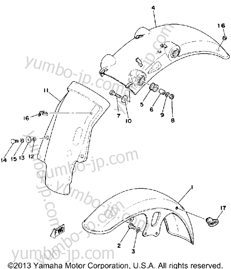 Front Fender - Rear Fender для мотоциклов YAMAHA SR500E 1978 г.