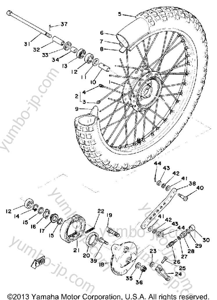 FRONT WHEEL for motorcycles YAMAHA TY175C 1976 year