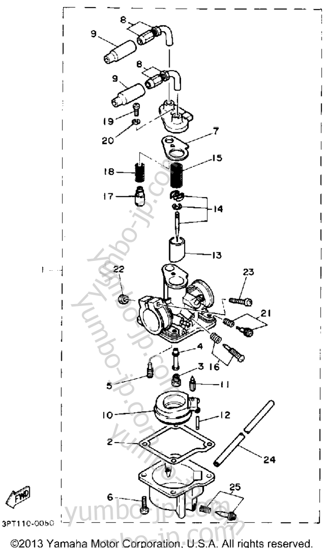 CARBURETOR for motorcycles YAMAHA Y-ZINGER (PW50D) 1992 year