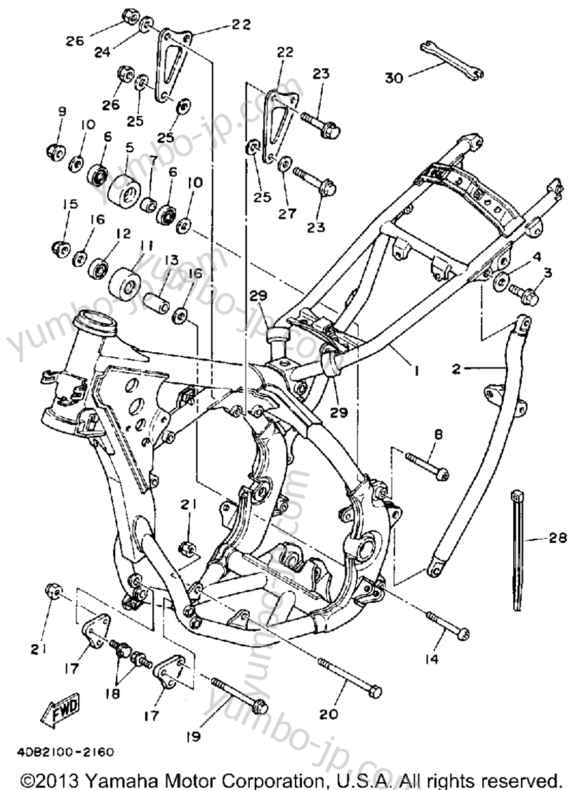 FRAME for motorcycles YAMAHA YZ125D1 1992 year
