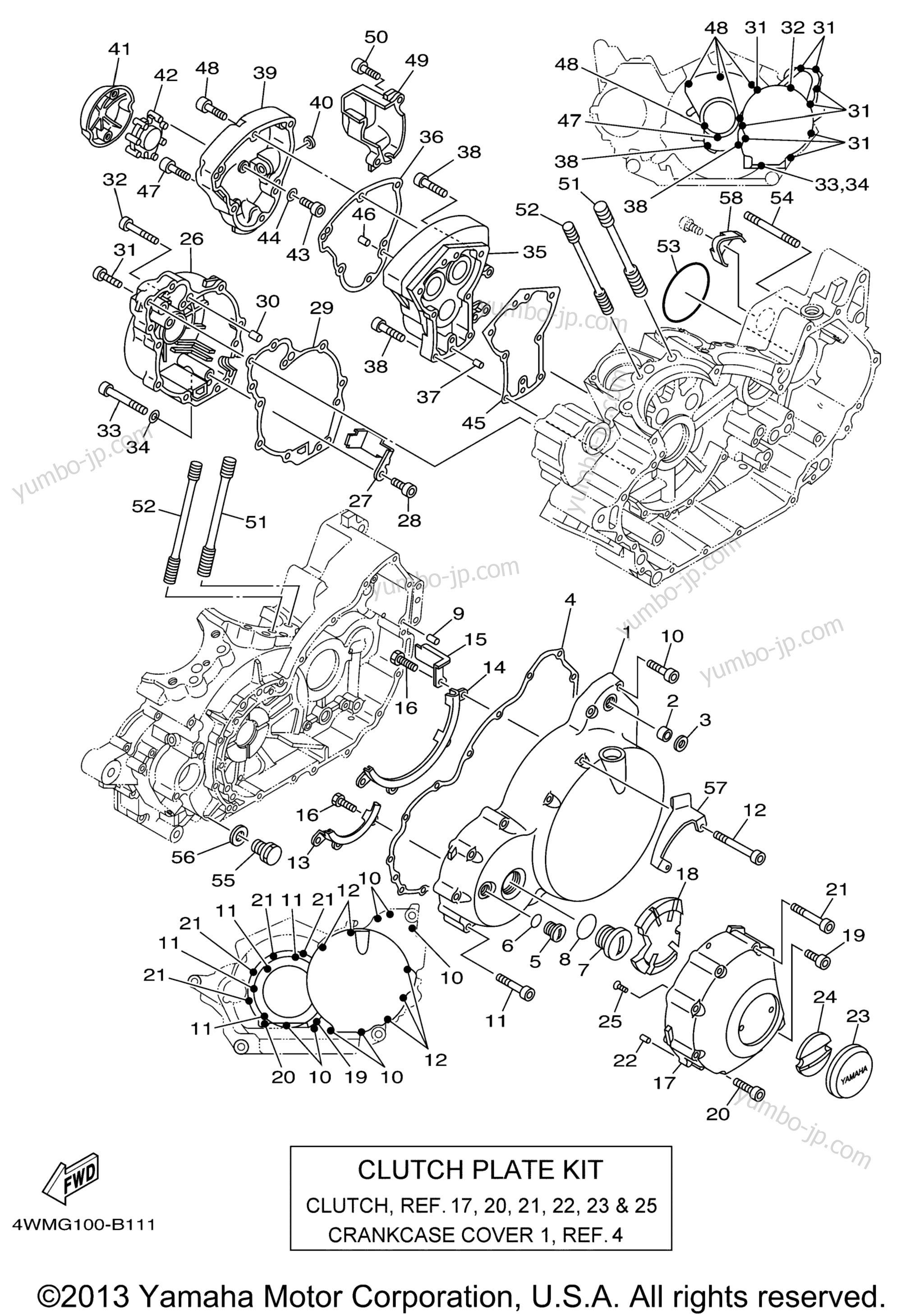 Crankcase Cover 1 для мотоциклов YAMAHA ROAD STAR (SPOKE WHEELS) (XV17ATC) CA 2005 г.