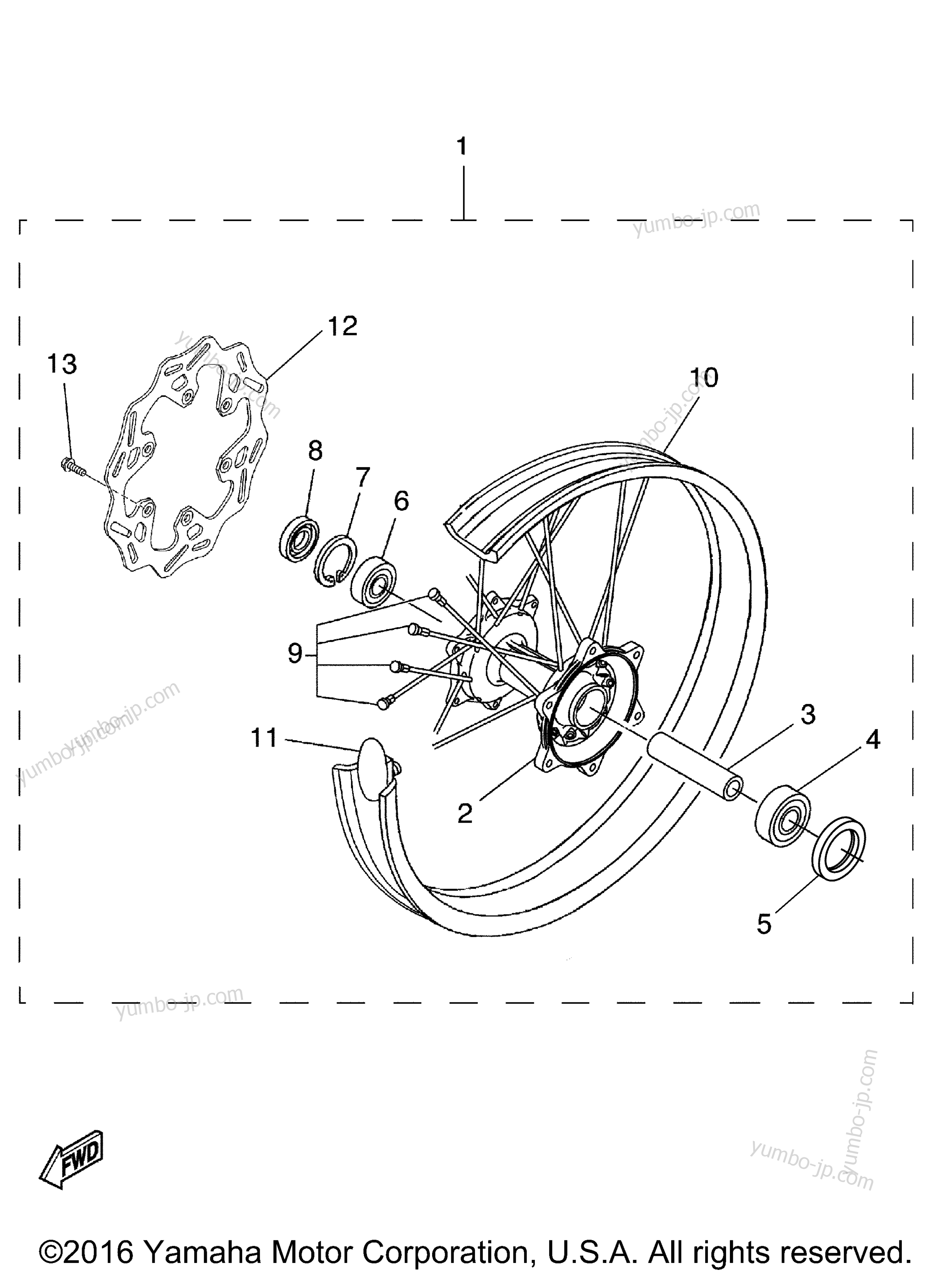 Rear Wheel Kit for motorcycles YAMAHA YZ250 (YZ250W1) 2007 year