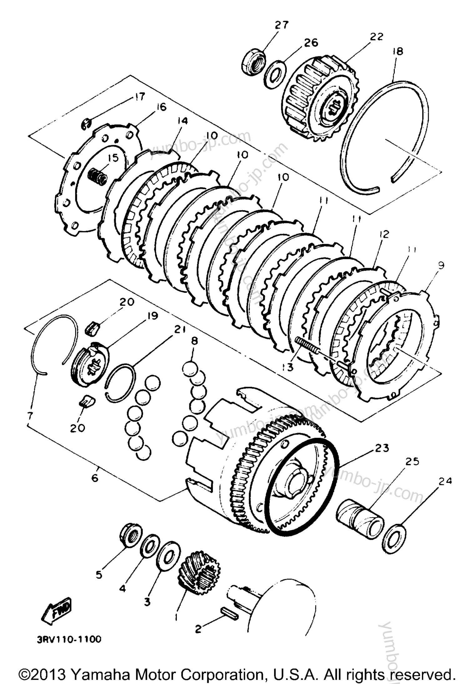 Устройство сцепления для мотоциклов YAMAHA Y-ZINGER (PW80E) 1993 г.
