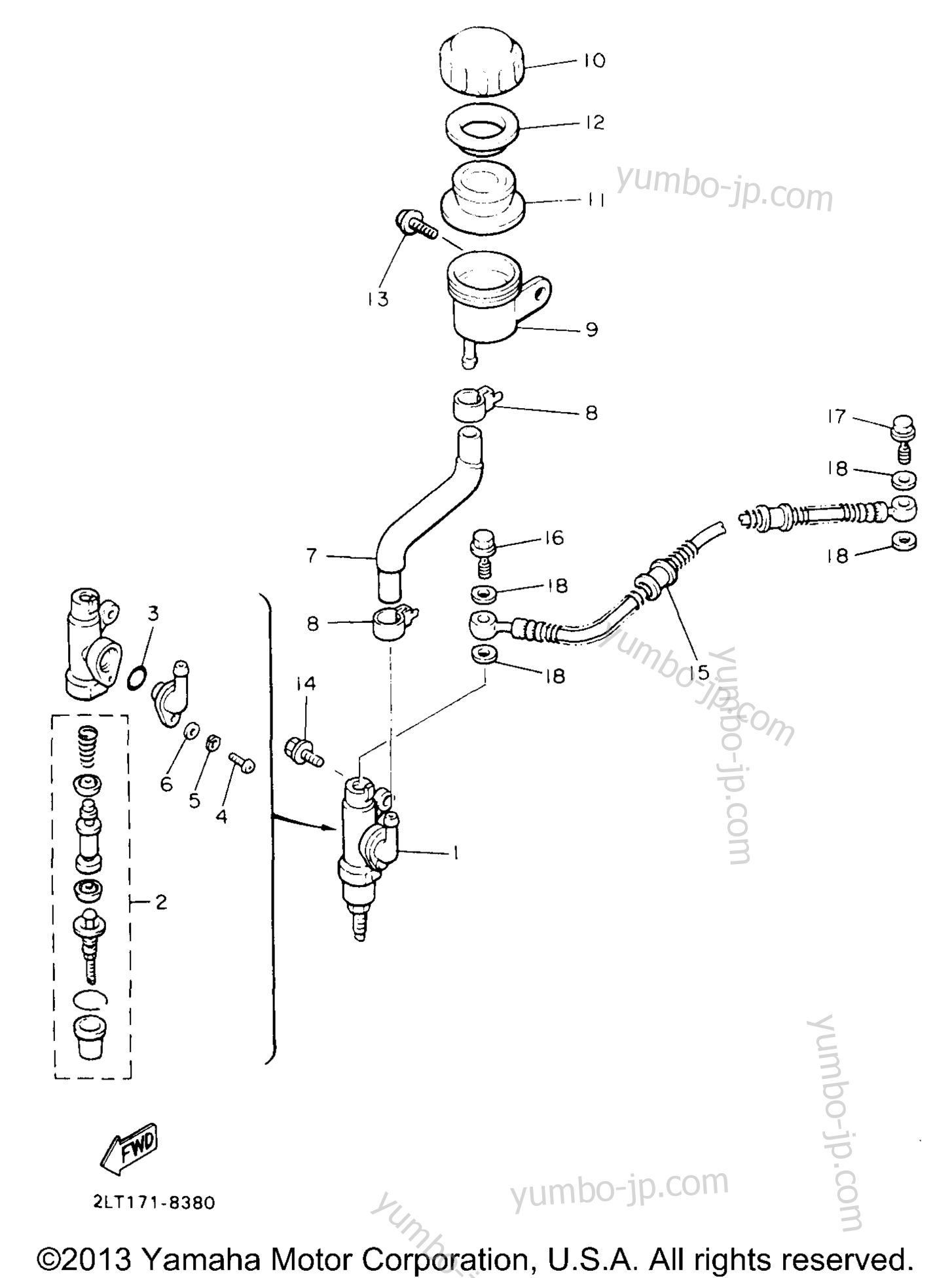 REAR MASTER CYLINDER для мотоциклов YAMAHA V-MAX 1200 (VMX12HC) CA 1996 г.