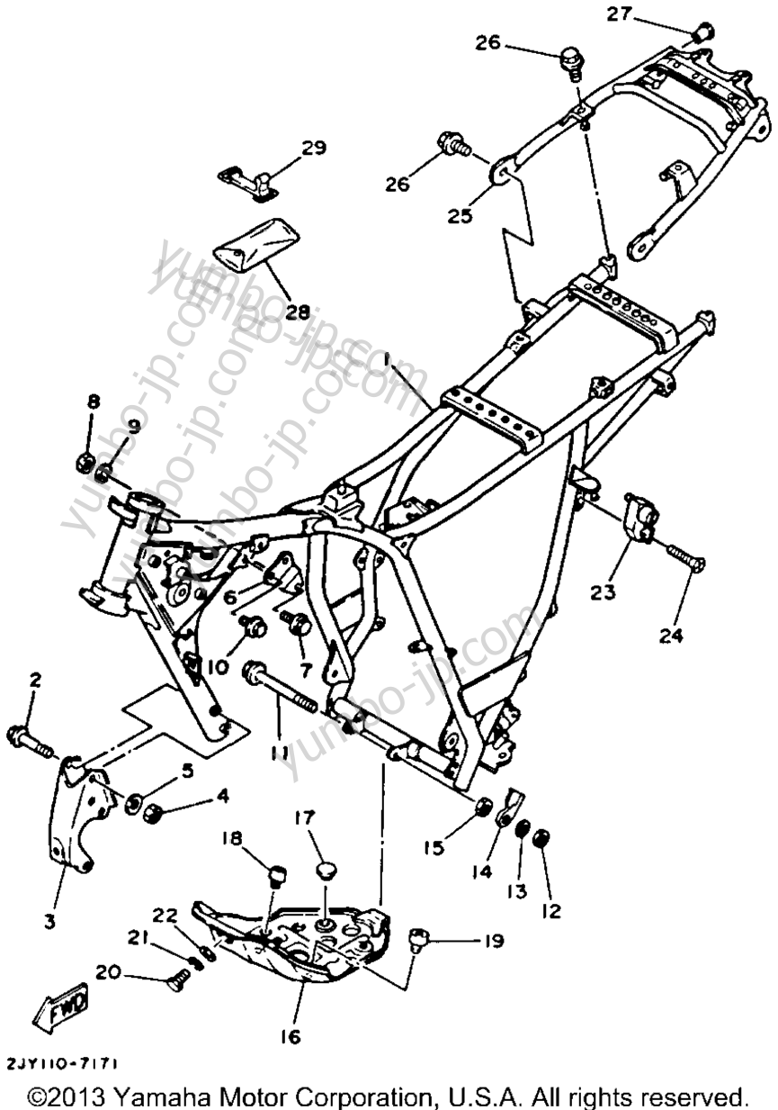 FRAME для мотоциклов YAMAHA TRAILWAY (TW200U) 1988 г.