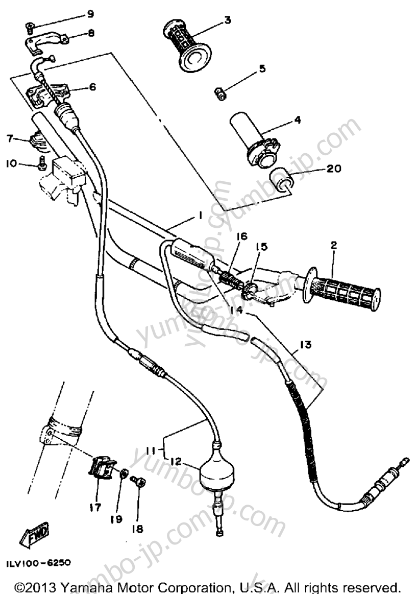 Handlebar Cable для мотоциклов YAMAHA YZ490S 1986 г.