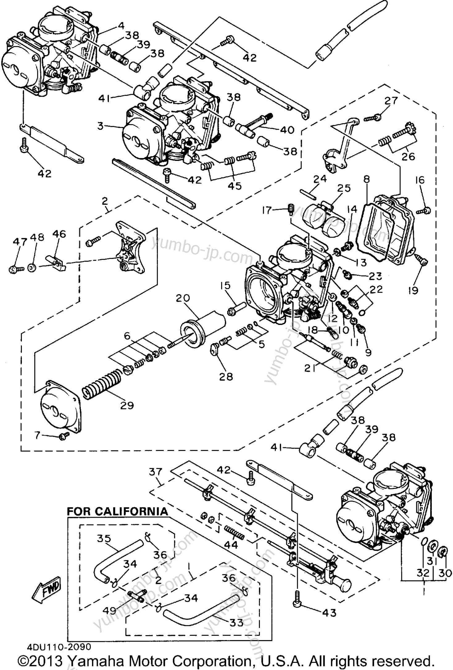 Карбюратор для мотоциклов YAMAHA SECA II (XJ600SFC) CA 1994 г.