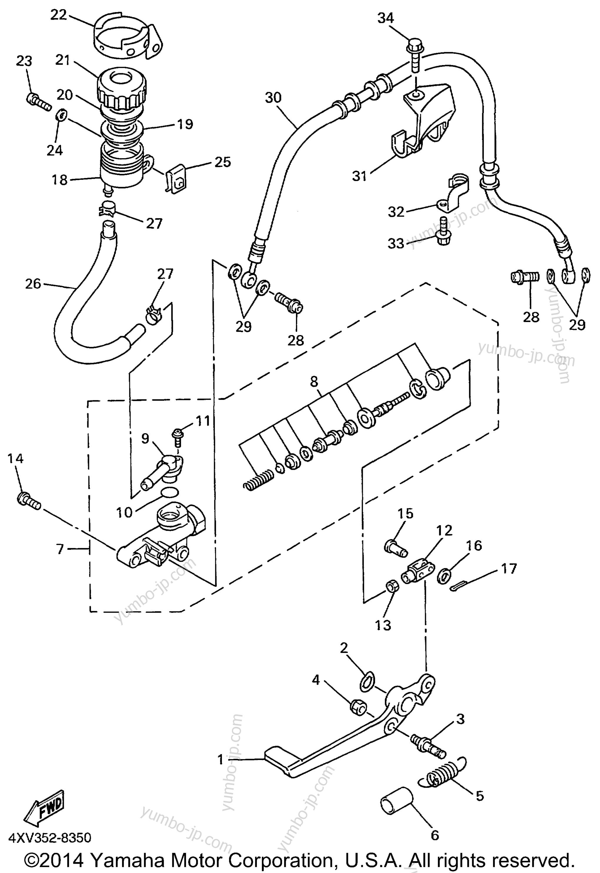 REAR MASTER CYLINDER for motorcycles YAMAHA YZF-R1 (YZFR1KC) CA 1998 year