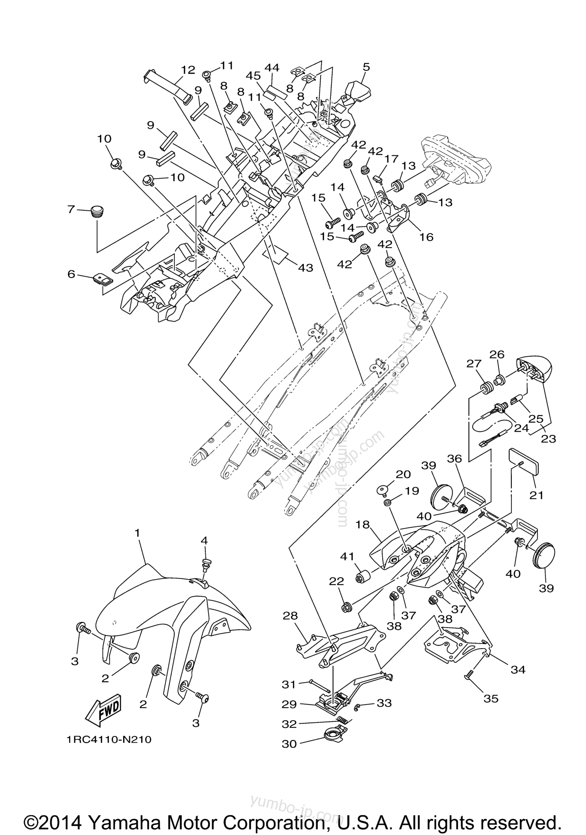 FENDER for motorcycles YAMAHA FZ09 (FZ09FCY) CA 2015 year