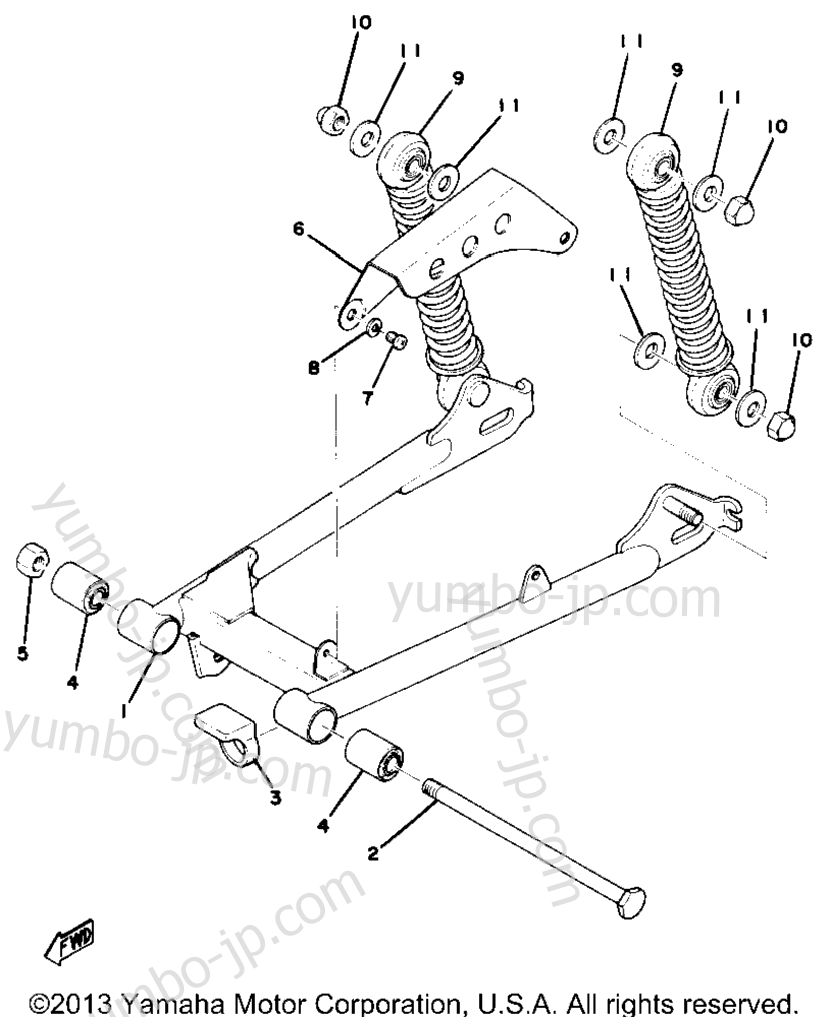 Rear Arm - Rear Cushion - Chain Case for motorcycles YAMAHA GTMXD 1977 year