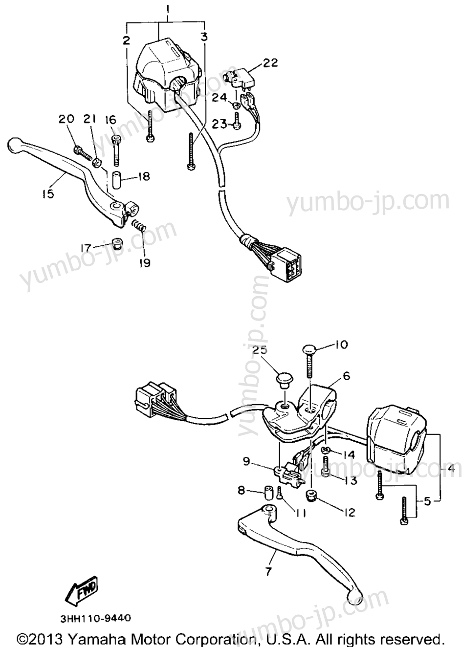 Handle Switch Lever for motorcycles YAMAHA FZR600W 1989 year