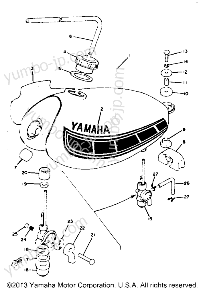 Fuel Tank Yz80d for motorcycles YAMAHA YZ80D 1977 year