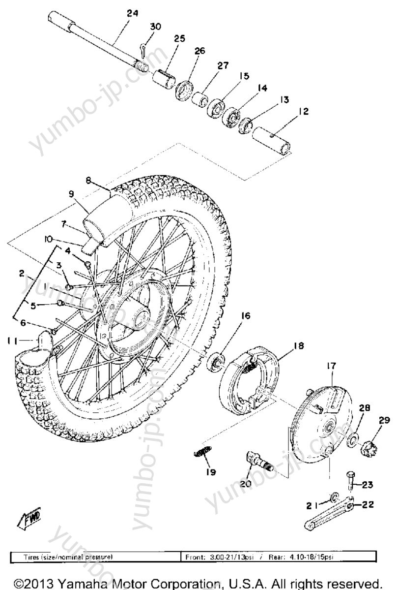 FRONT WHEEL для мотоциклов YAMAHA YZ175C 1976 г.