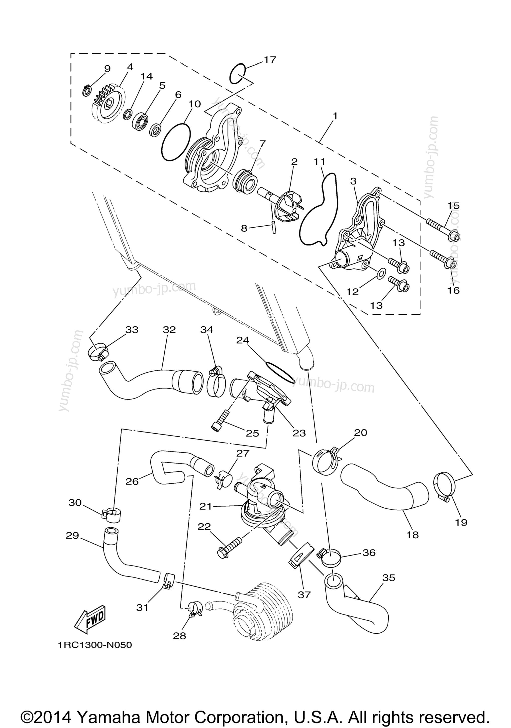 WATER PUMP for motorcycles YAMAHA FZ09 (FZ09FCY) CA 2015 year