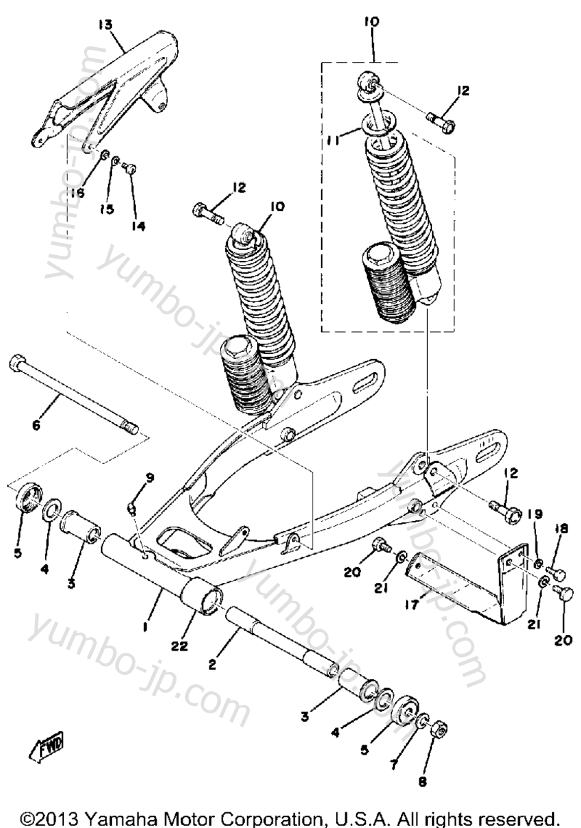 Swing Arm-Rear Shocks-Chain Case для мотоциклов YAMAHA DT175C 1976 г.