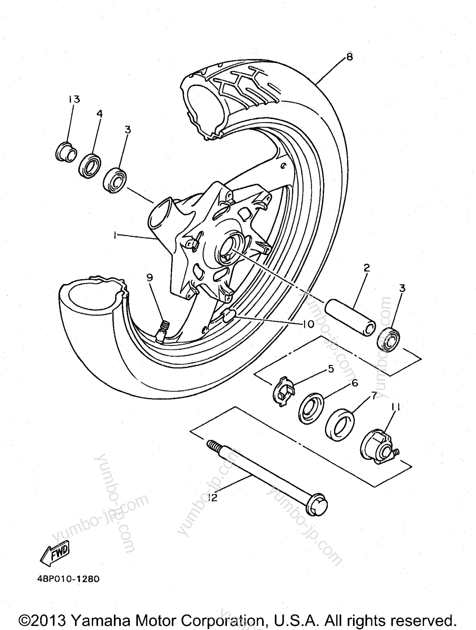 FRONT WHEEL for motorcycles YAMAHA SECA II (XJ600SK) 1998 year