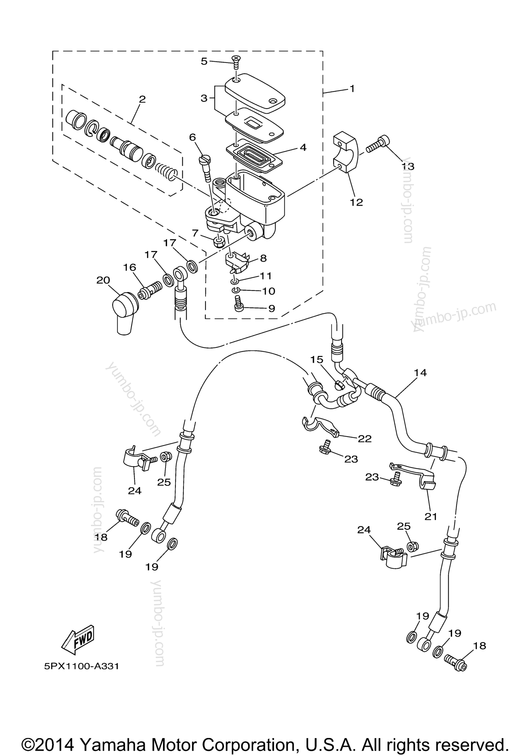 FRONT MASTER CYLINDER для мотоциклов YAMAHA ROAD STAR WARRIOR w/flames (XV17PCT-F) 2005 г.