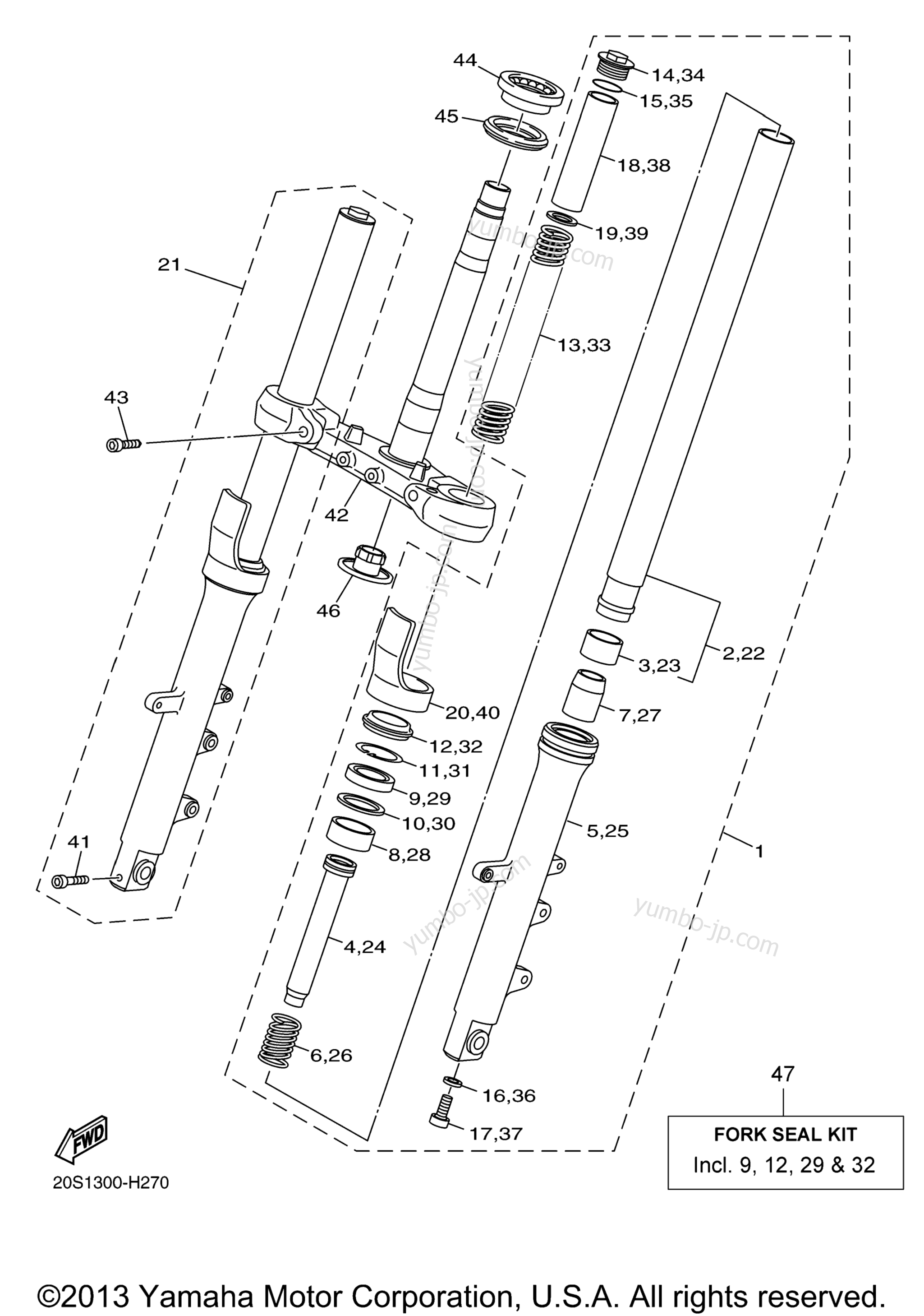 FRONT FORK for motorcycles YAMAHA FZ6R (FZ6RBCB) CA 2012 year