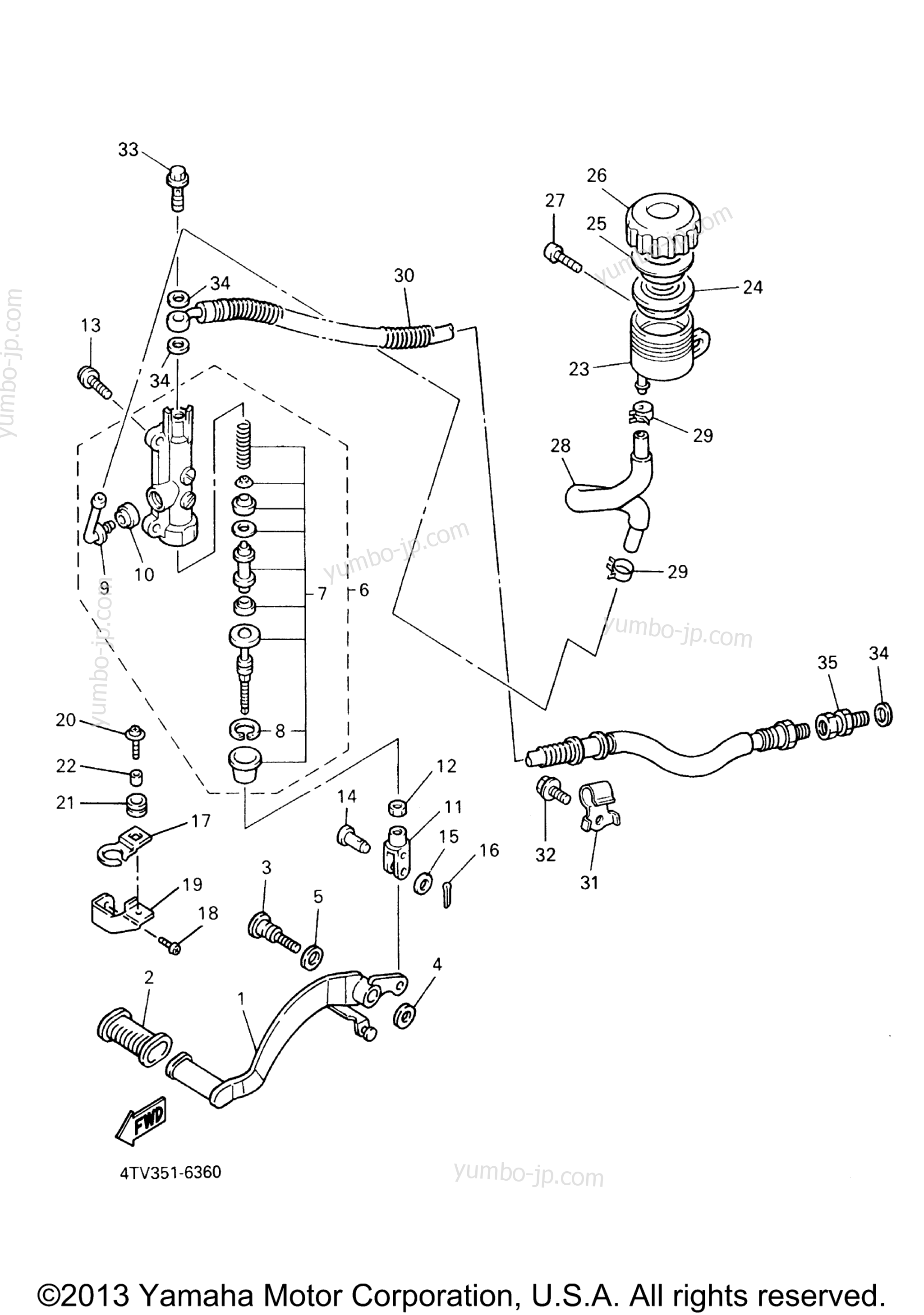 REAR MASTER CYLINDER для мотоциклов YAMAHA YZF600R (YZF600RTC) CA 2005 г.