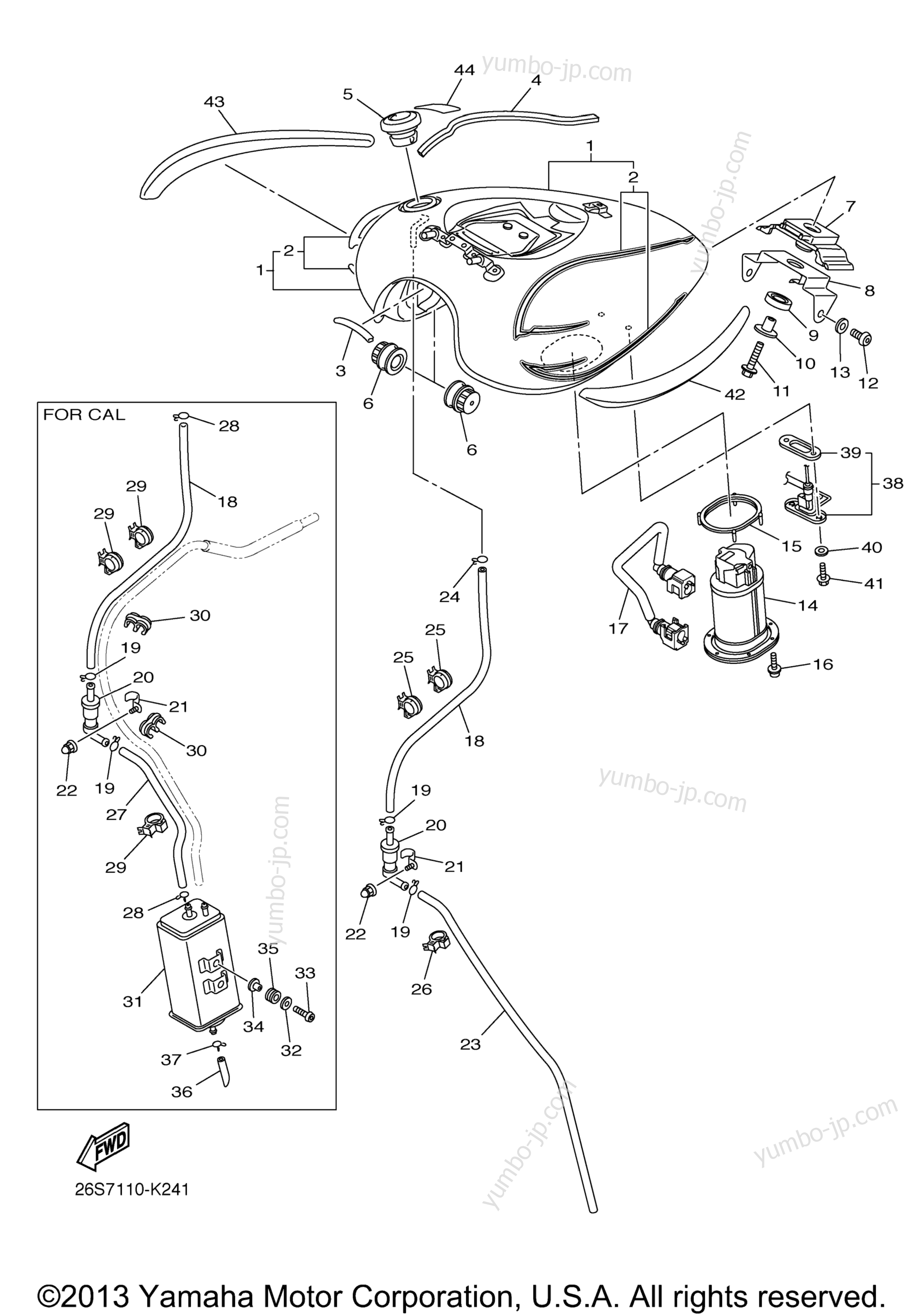 FUEL TANK for motorcycles YAMAHA V STAR 950 TOURER (XVS95CTBCB) CA 2012 year