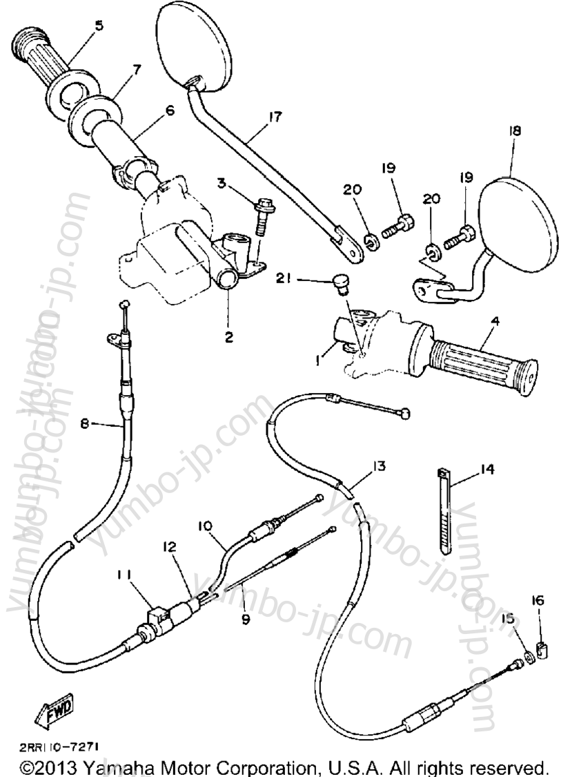 Handlebar - Cable for motorcycles YAMAHA YSR50B 1991 year