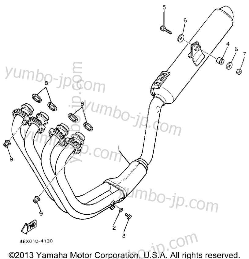 Exhaust for motorcycles YAMAHA FZ600UC CA 1988 year