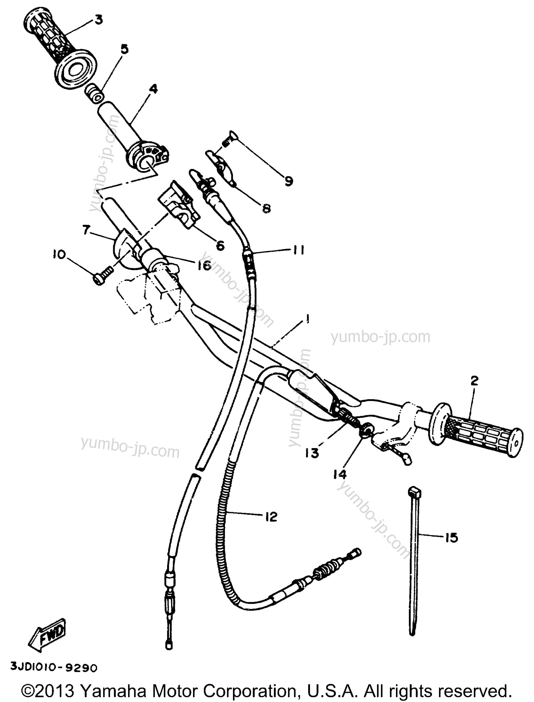Handelbar - Cable for motorcycles YAMAHA YZ125W 1989 year