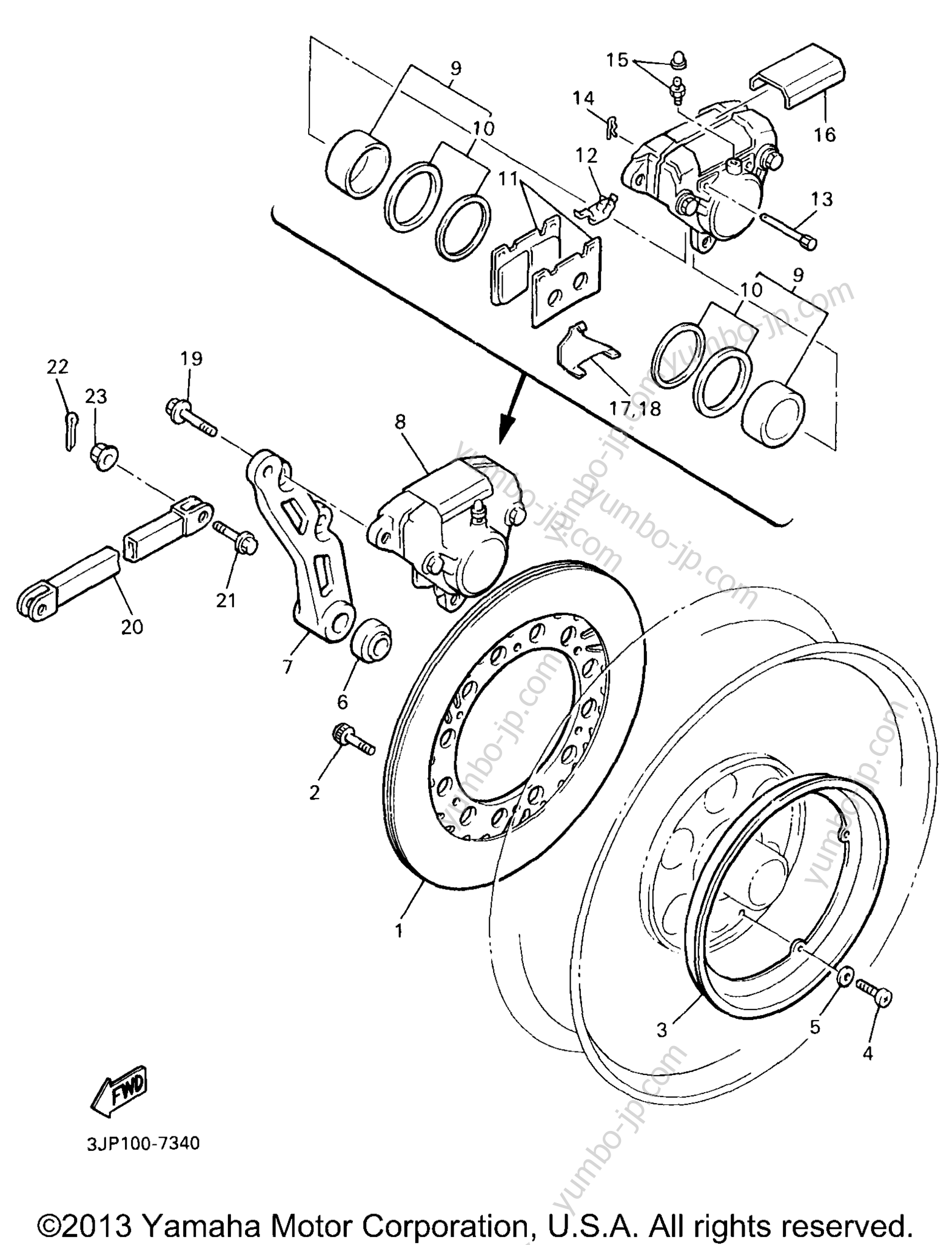 REAR BRAKE for motorcycles YAMAHA V-MAX 1200 (VMX12K) 1998 year