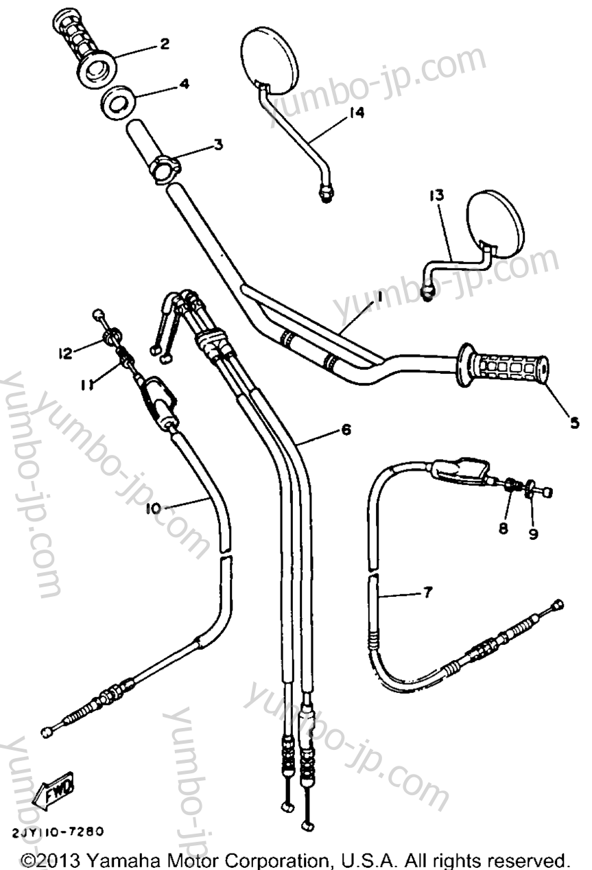 Handlebar Cable для мотоциклов YAMAHA TRAILWAY (TW200U) 1988 г.