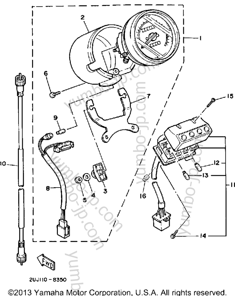 Измерительные приборы для мотоциклов YAMAHA ROUTE 66 (XV250UC) CA 1988 г.