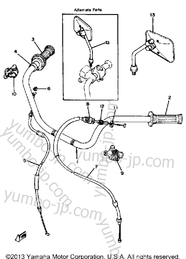 Handlebar Cable for motorcycles YAMAHA XS650SE-11 1978 year