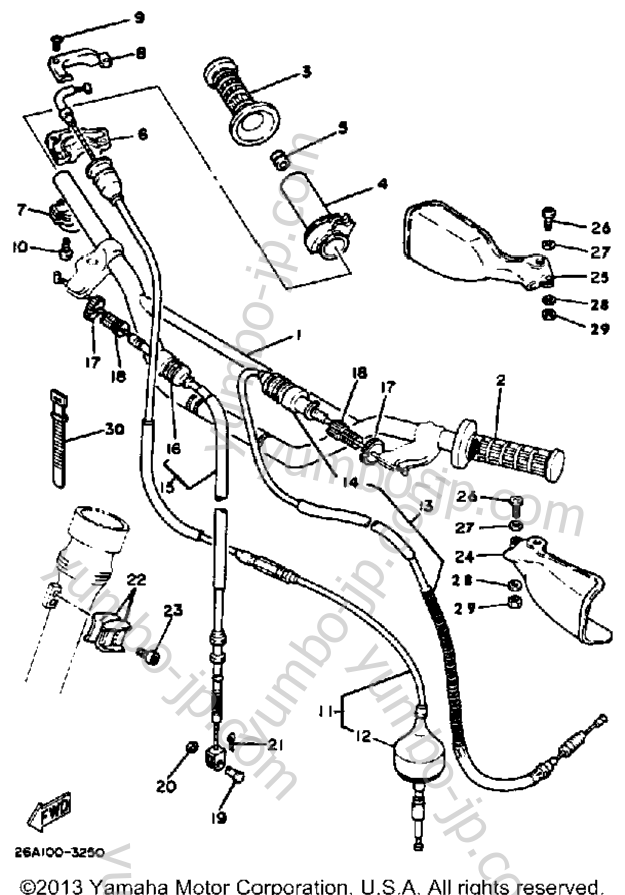 Handlebar - Cable for motorcycles YAMAHA IT250K 1983 year