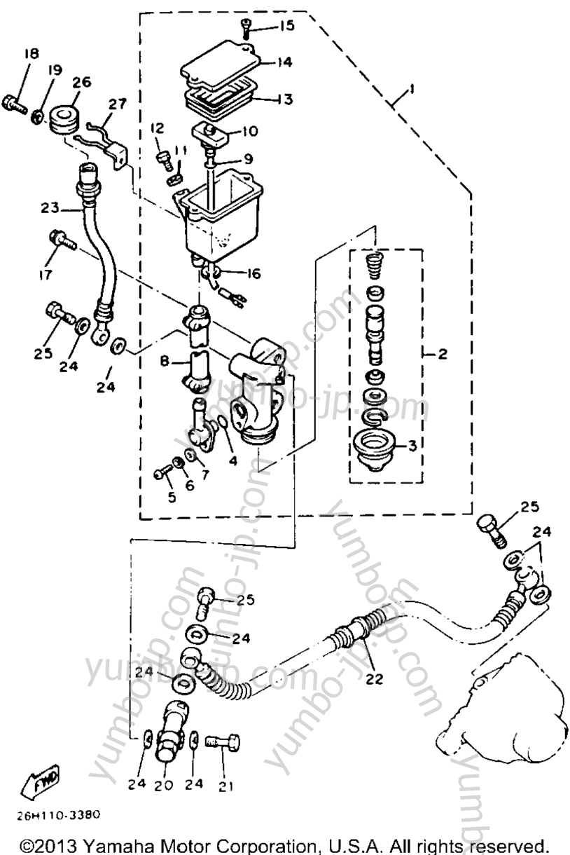 REAR MASTER CYLINDER для мотоциклов YAMAHA XVZ12TK 1983 г.