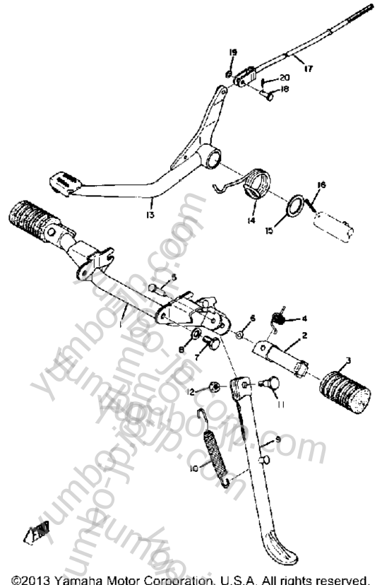 Stand - Footrest - Brake Pedal for motorcycles YAMAHA CT1 1969 year