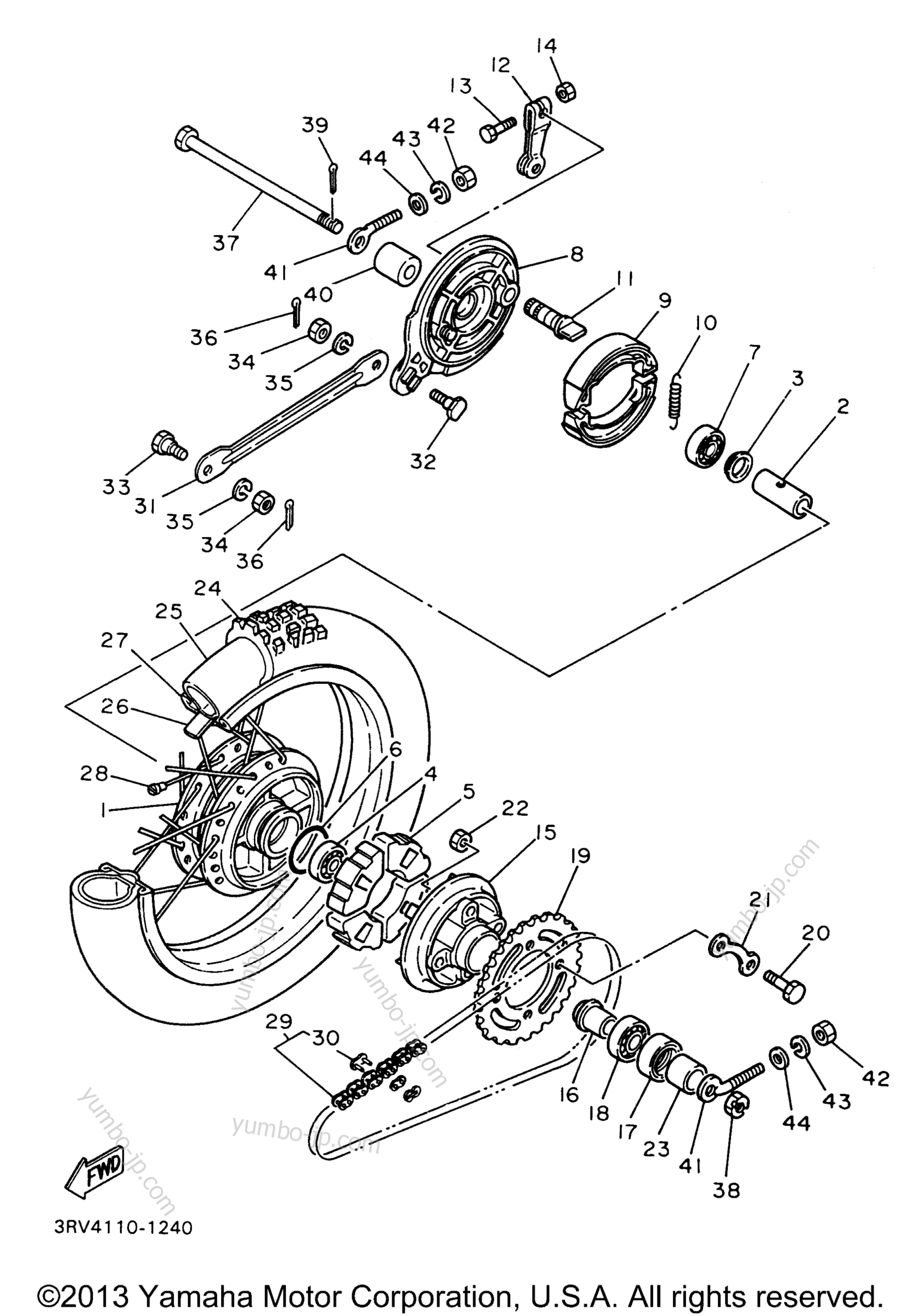 REAR WHEEL для мотоциклов YAMAHA Y-ZINGER (PW80H) 1996 г.