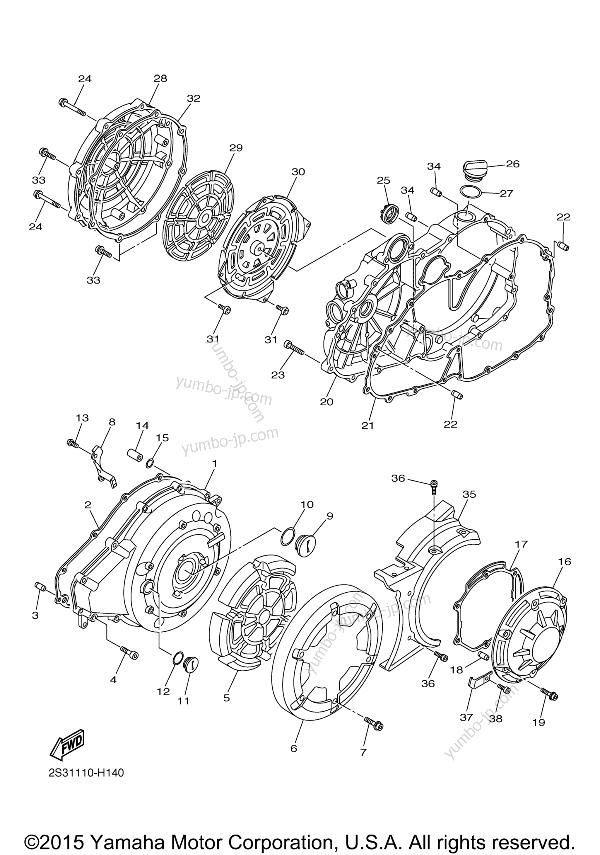 Crankcase Cover 1 для мотоциклов YAMAHA VMAX (VMX17GCL) CA 2016 г.