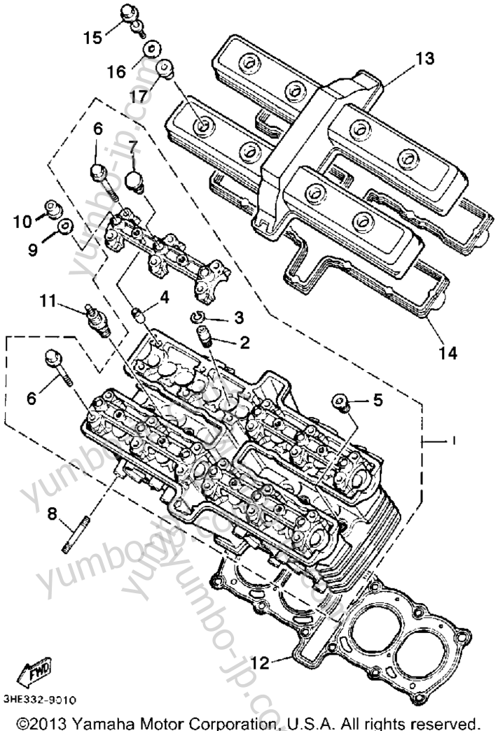 CYLINDER HEAD for motorcycles YAMAHA FZR600RD 1992 year