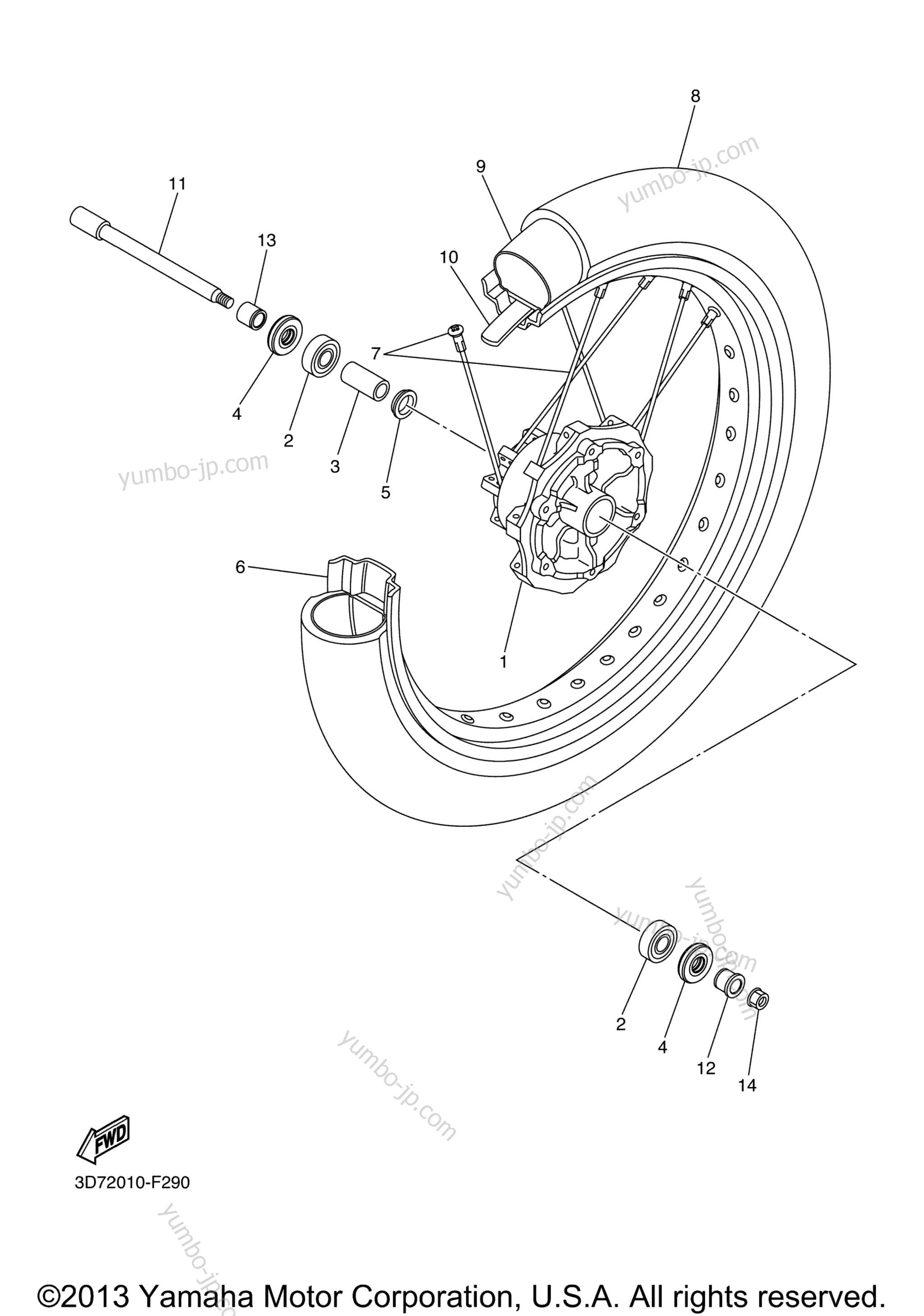 FRONT WHEEL for motorcycles YAMAHA WR250X (WR25XZW) 2010 year