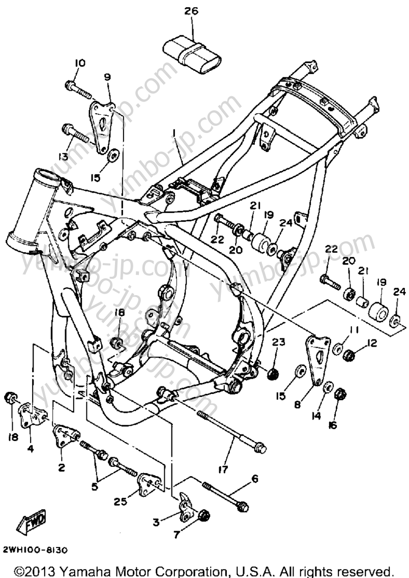 FRAME for motorcycles YAMAHA YZ490W 1989 year