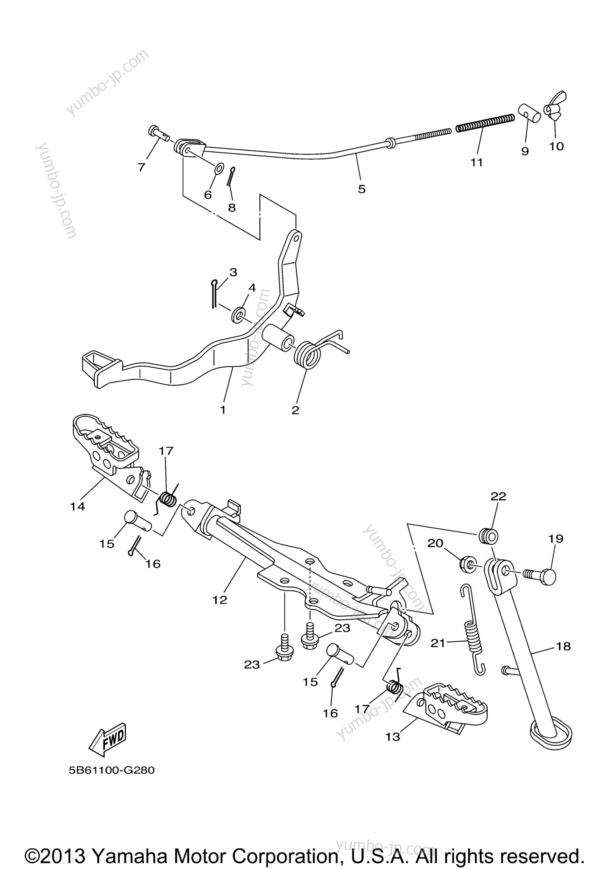 Stand Footrest для мотоциклов YAMAHA TT-R110E (TTR110EY) 2009 г.