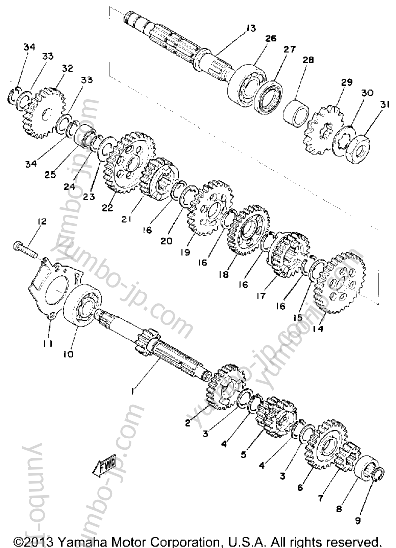 TRANSMISSION для мотоциклов YAMAHA TY175C 1976 г.