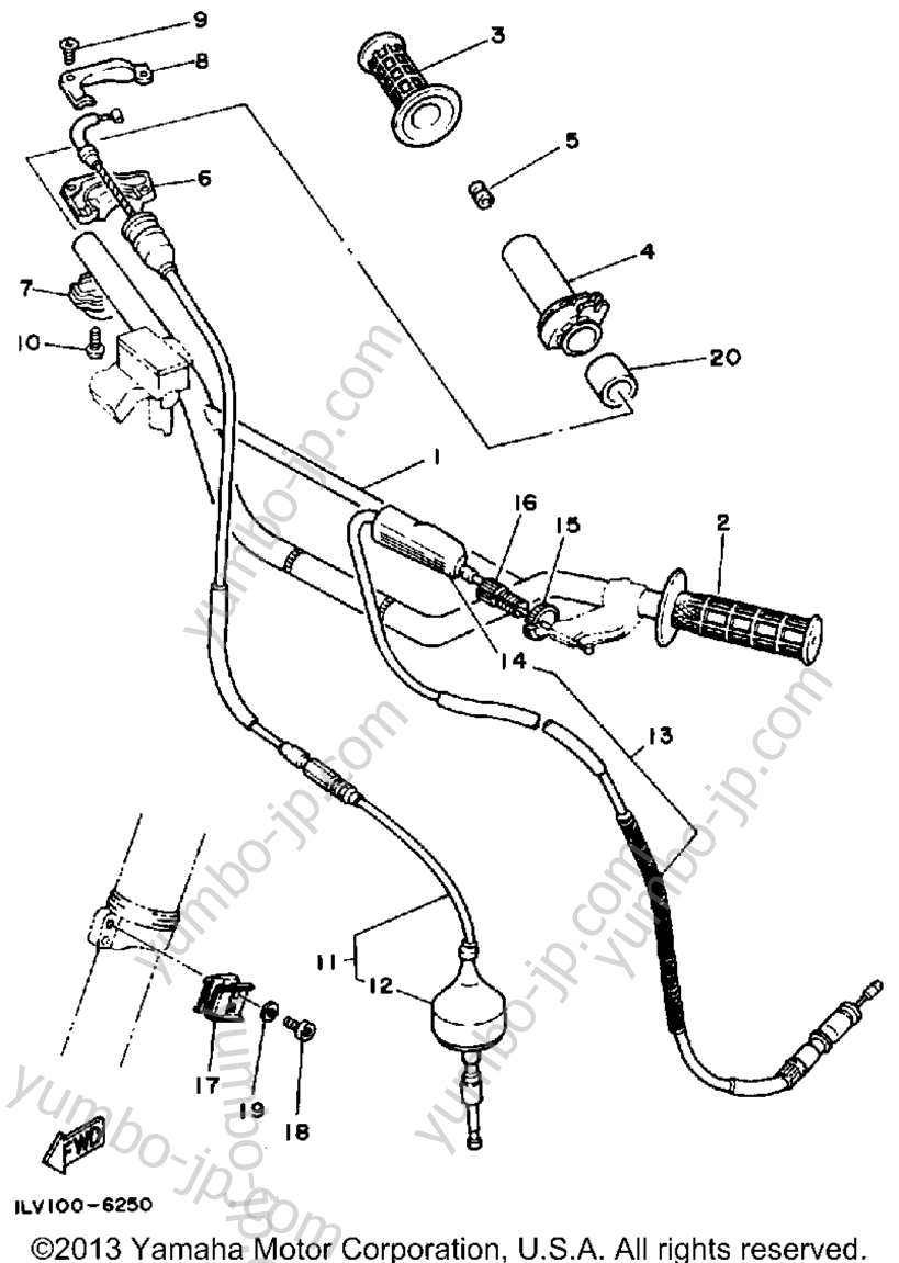 Handlebar Cable для мотоциклов YAMAHA YZ490W 1989 г.