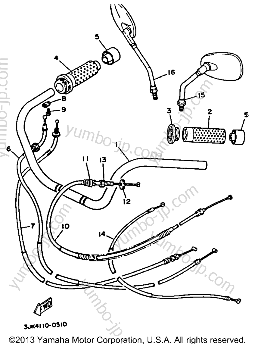 Handlebar Cable for motorcycles YAMAHA VIRAGO 1100 (XV1100DC) CA 1992 year
