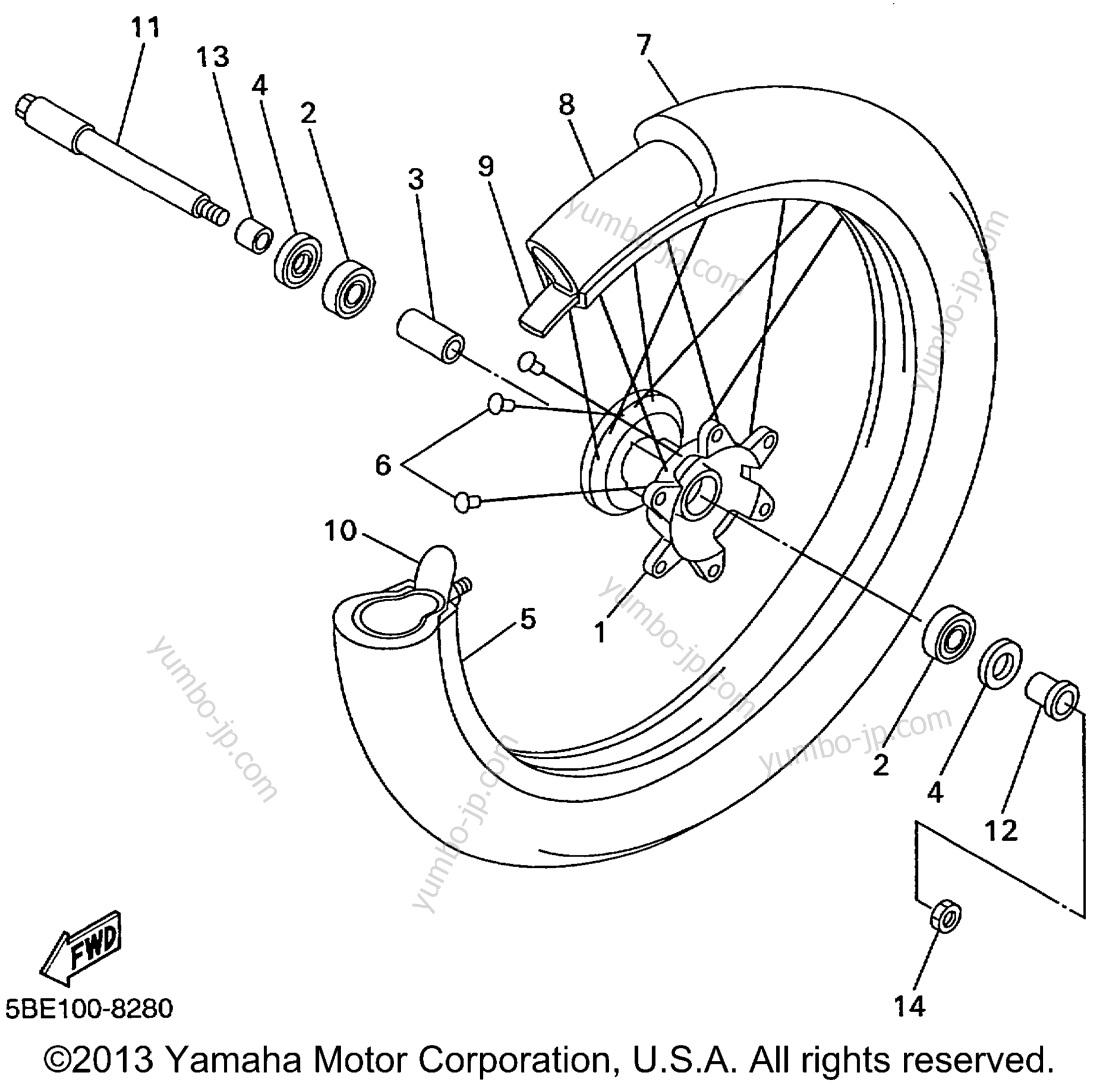 FRONT WHEEL for motorcycles YAMAHA YZ400FL 1999 year