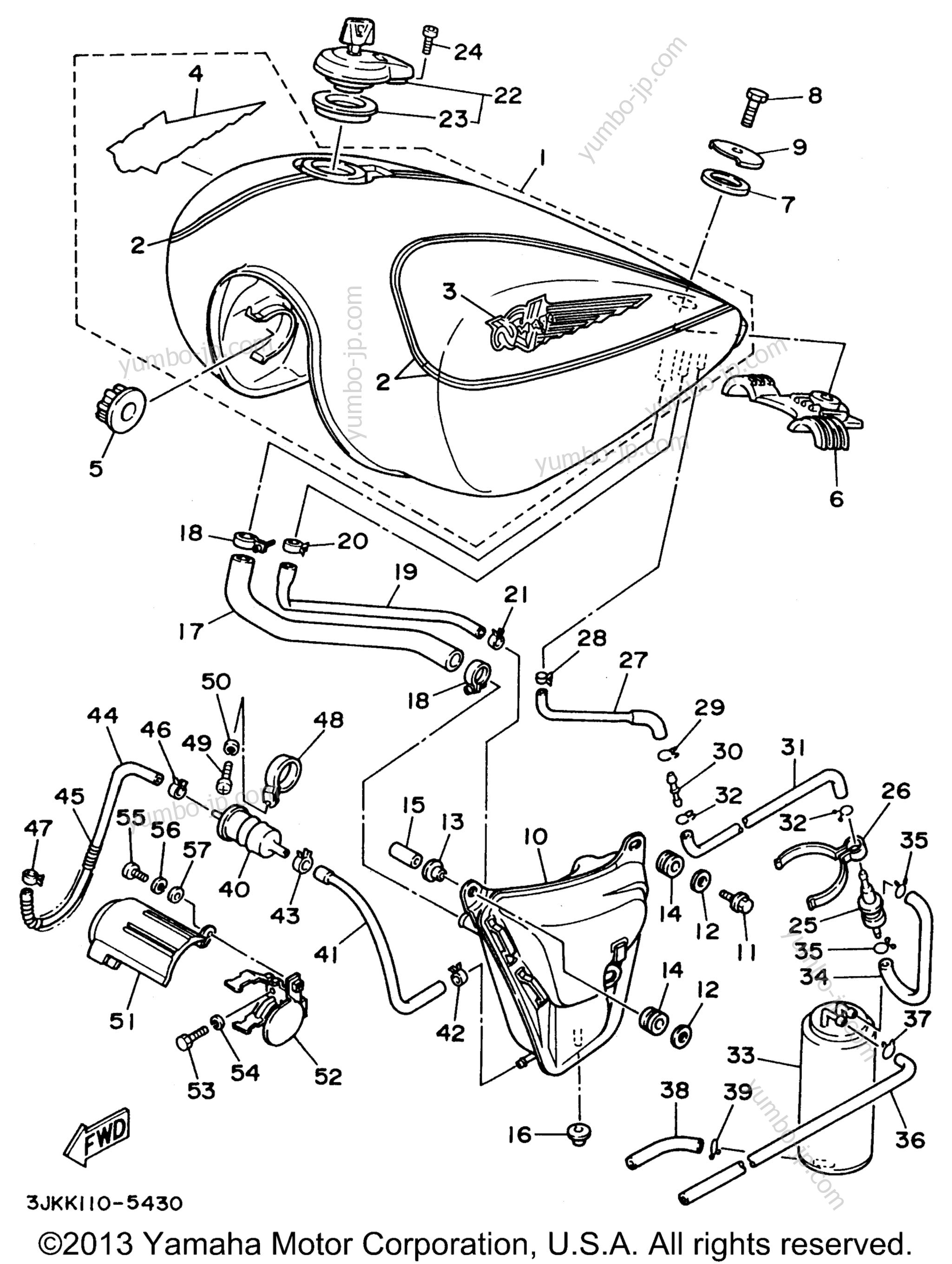 Fuel Tank California Only для мотоциклов YAMAHA VIRAGO 1100 (XV1100H) 1996 г.