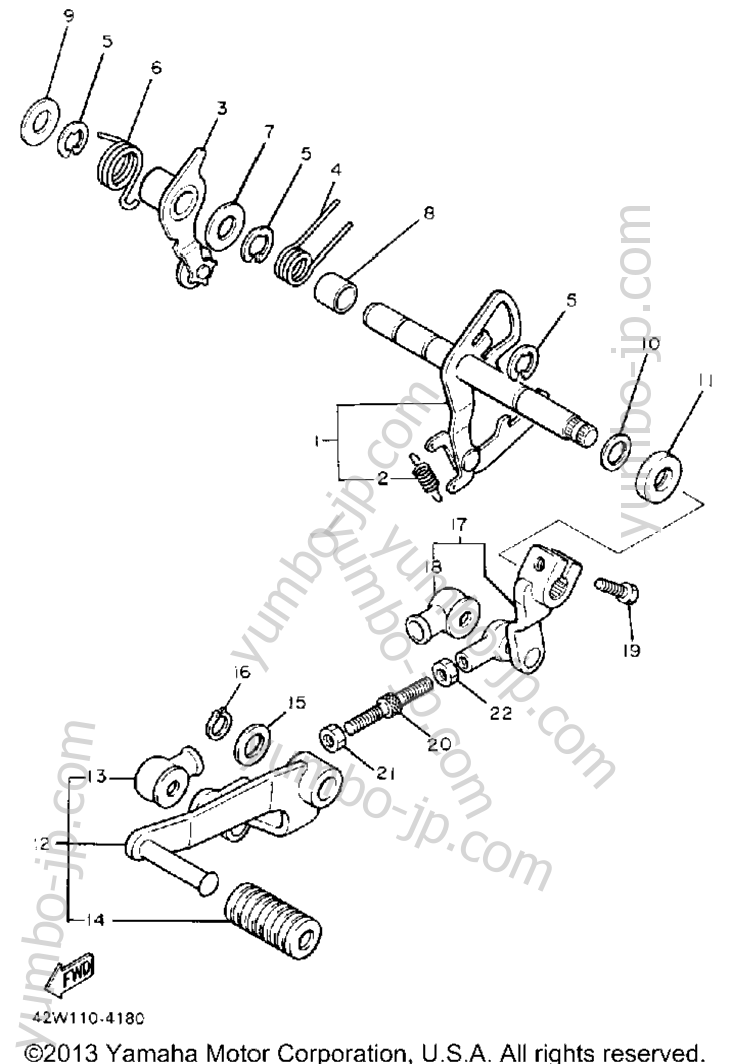 SHIFT SHAFT for motorcycles YAMAHA VIRAGO 750 (XV750U) 1988 year