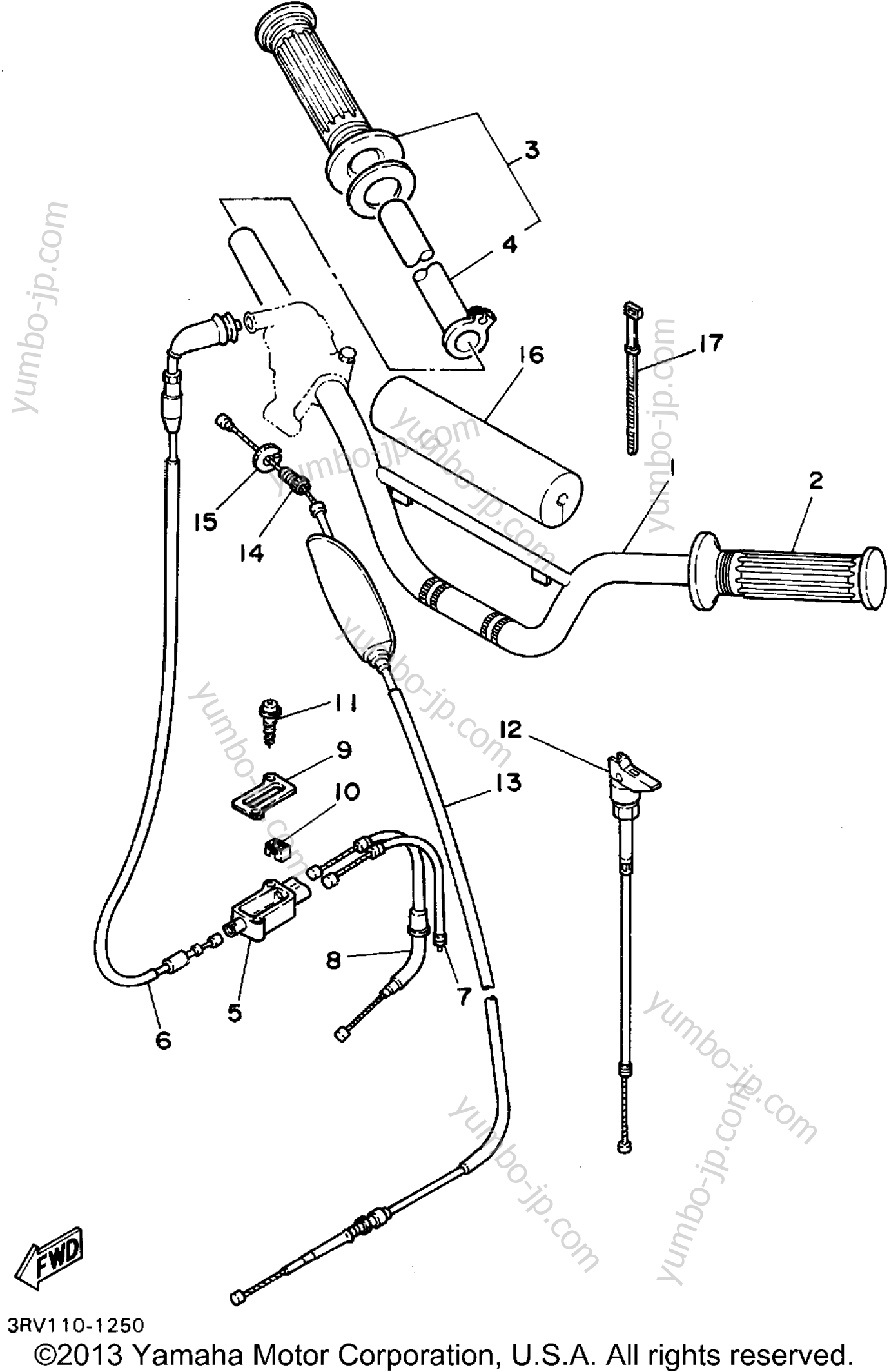 Steering Handle - Cable для мотоциклов YAMAHA Y-ZINGER (PW80G) 1995 г.