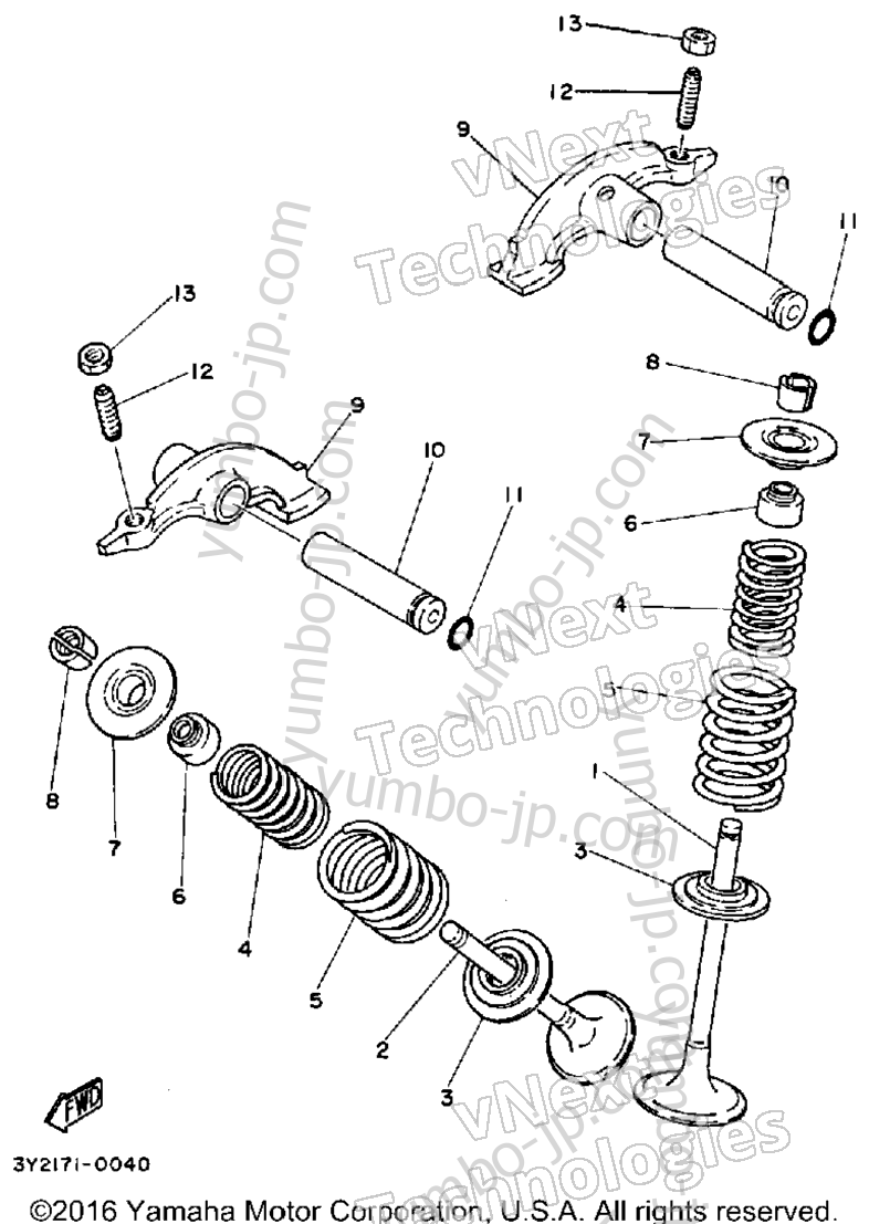 VALVE for motorcycles YAMAHA XT250 (XT250G_198) 1980 year