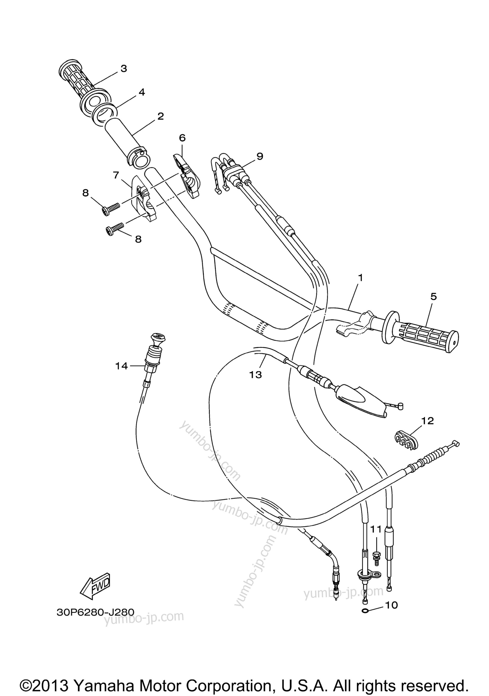 Steering Handle Cable для мотоциклов YAMAHA TTR125LE (TTR125LED) 2013 г.